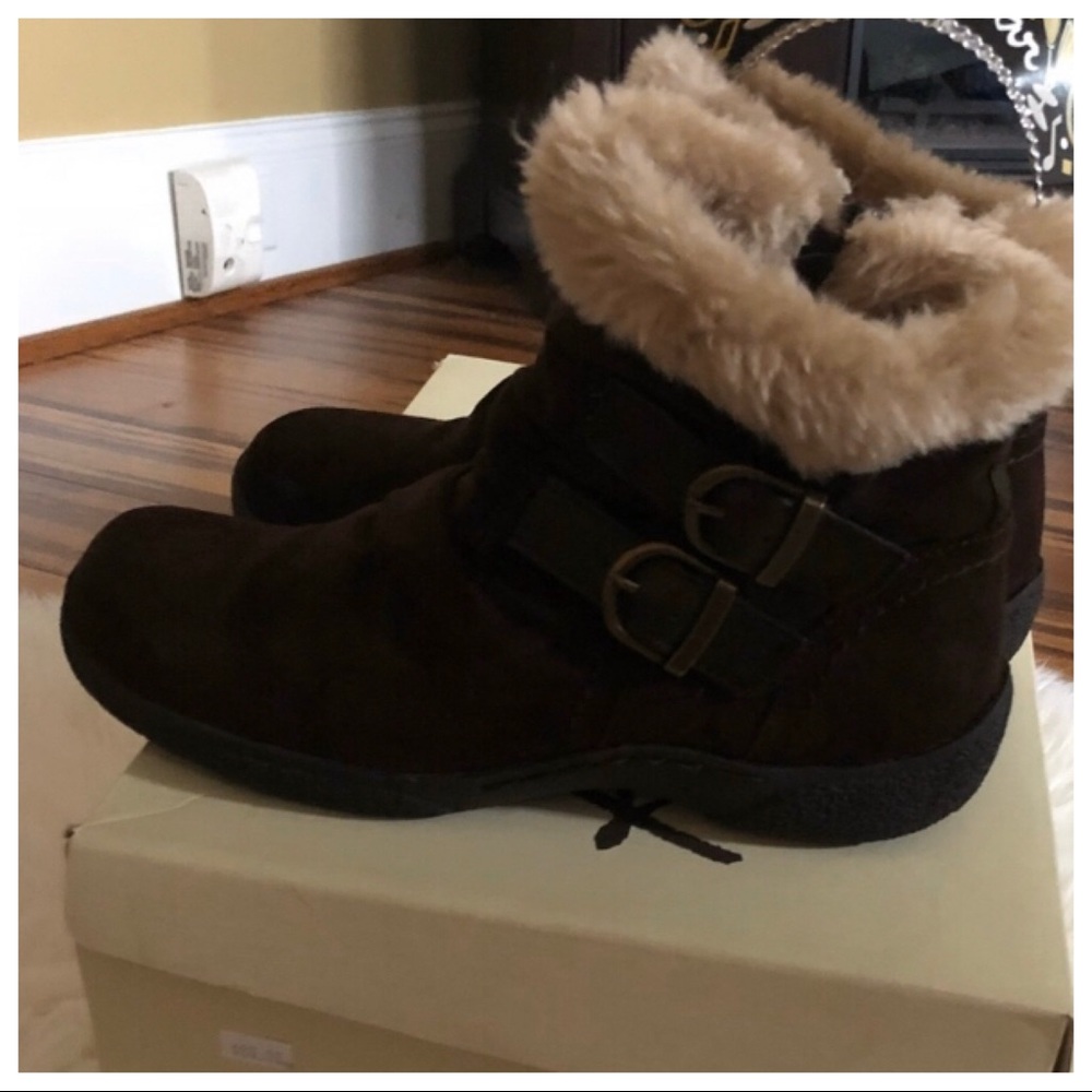 Kim Rogers Rich Brown ankle fur Boots 7 1/2